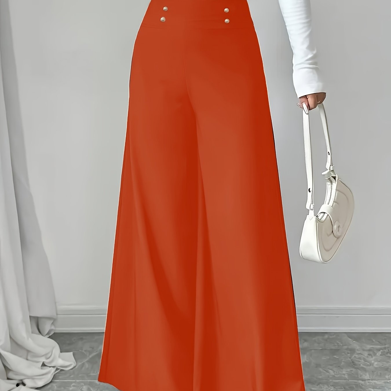 Women's Flare Pants Polyester Spandex Stretch Dark Green Wide Leg Formal