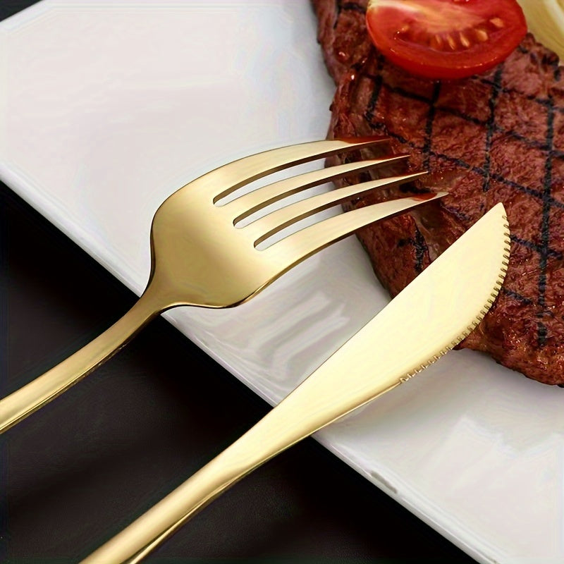 30 Pieces Stainless Steel Cutlery Set for Steaks Western Food Desserts