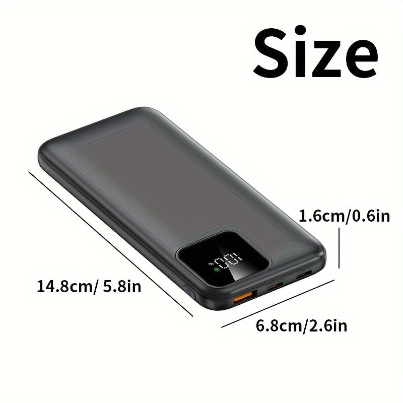 10000mAh Power Bank with 22.5W Fast Charging Dual USB Output LED Display Compact Portable