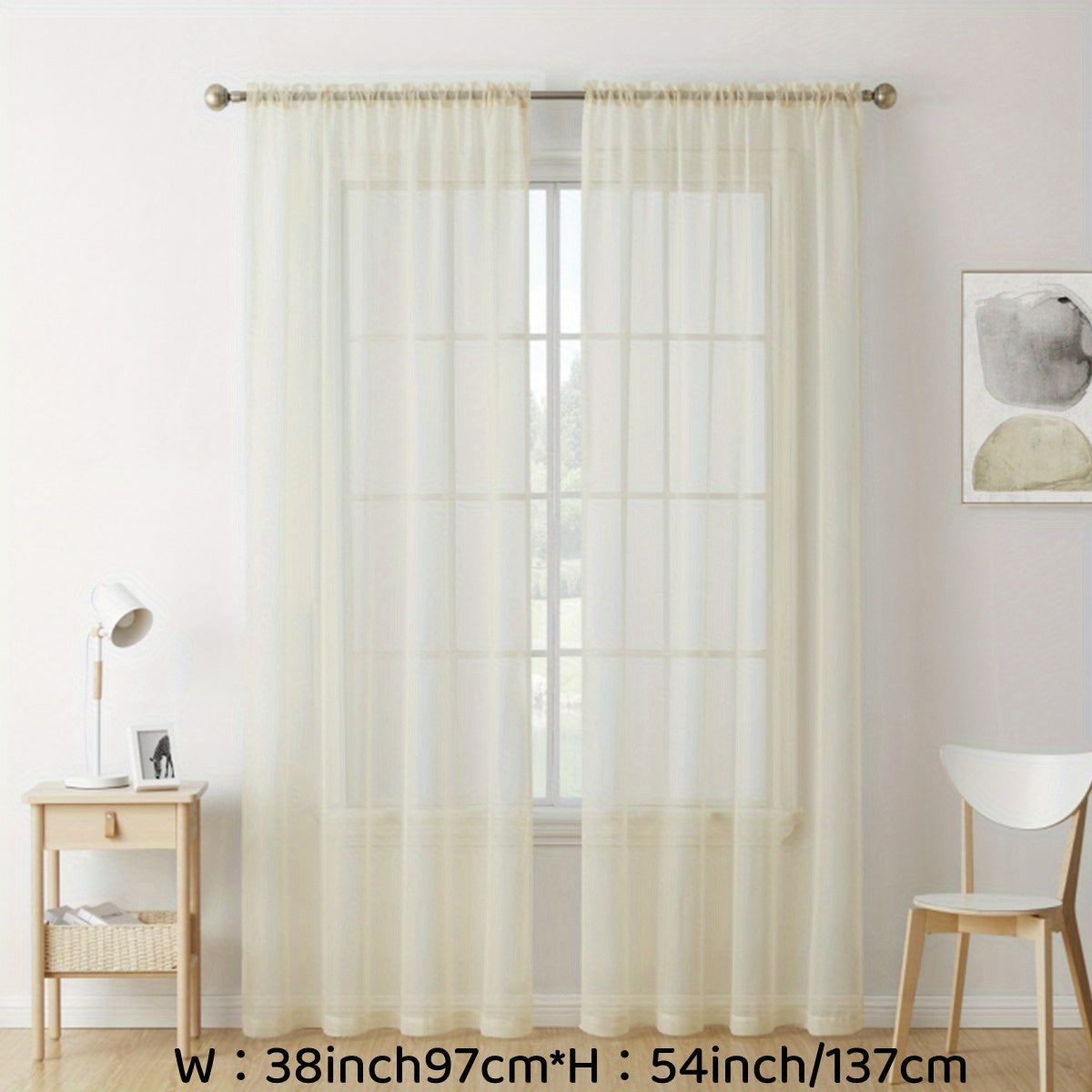 Sheer Voile Curtain Panels for Living Room Bedroom Kitchen Semi-Transparent Polyester