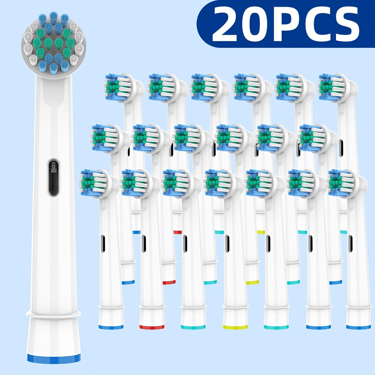 Elektrik tish tozalash uchun kattalar uchun almashtirish cho'tka boshliqlari, aylanma vibratsiya, 8-20 ta paket