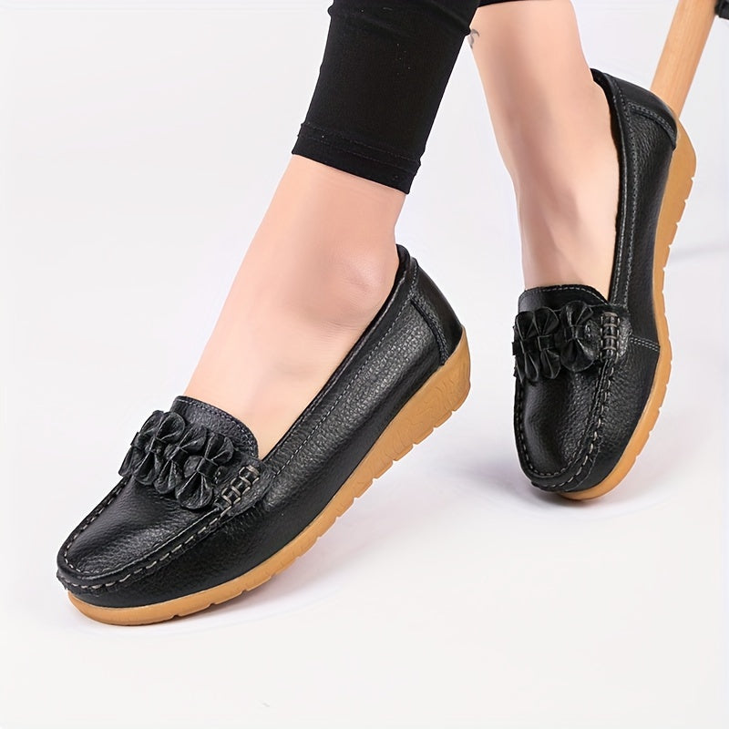 Women's Flat Shoes with Bow Detail Solid Color Round Toe Slip-On Casual