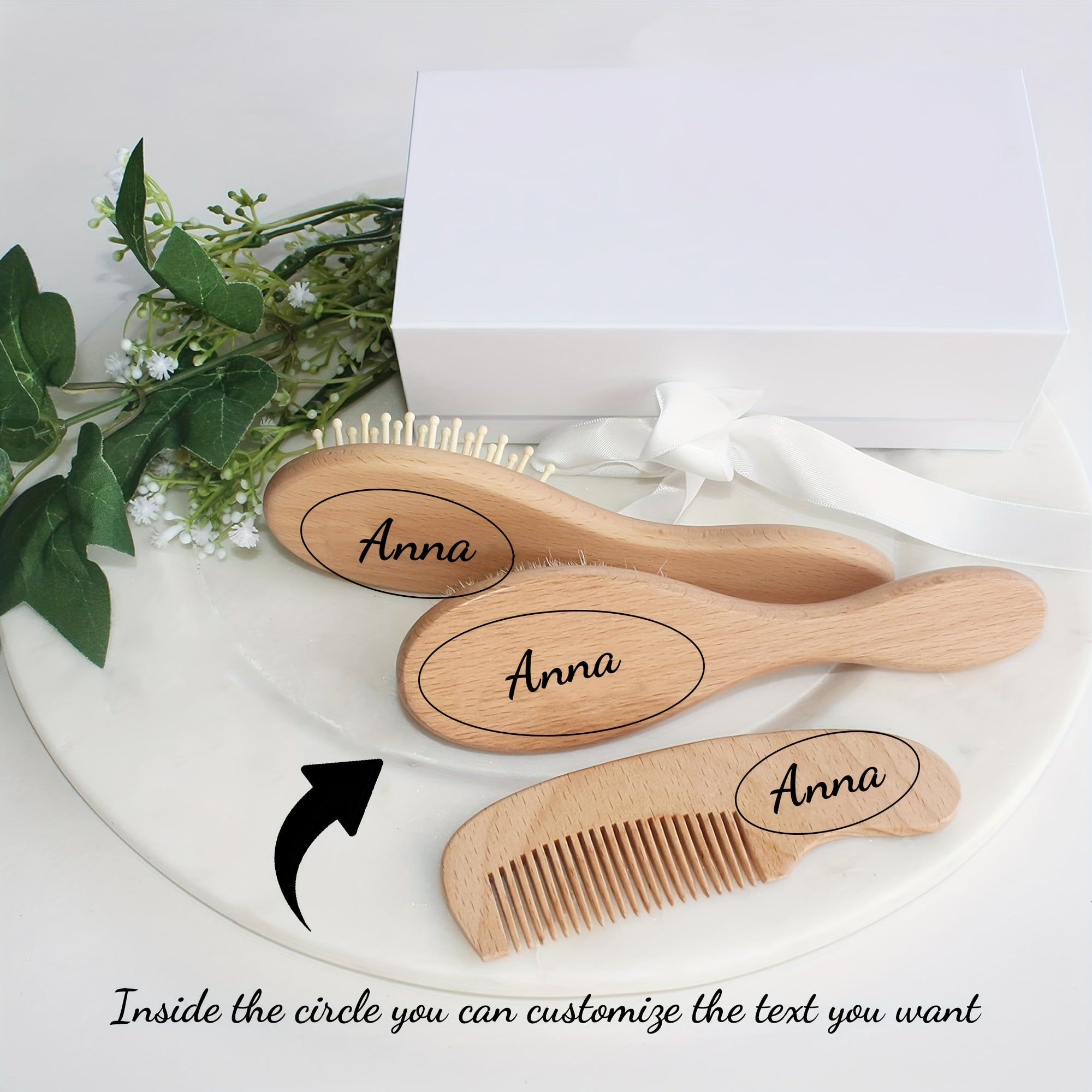 Set of 3 Hair Care Tools: Shampoo Brush, Wooden Comb, Air Cushion Head Cleaner
