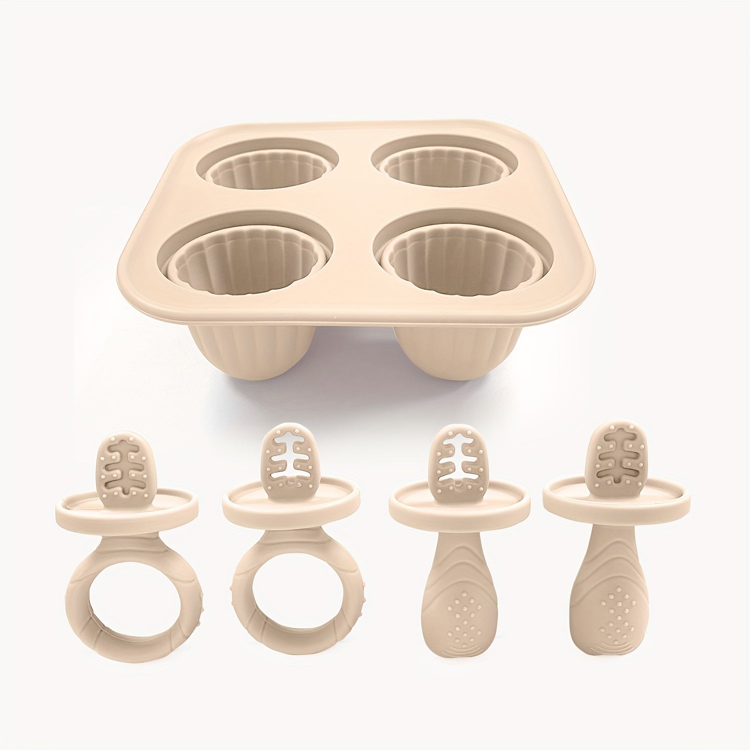 Silicone Popsicle Mold for Homemade Ice Cream and Frozen Treats with 4 Holes