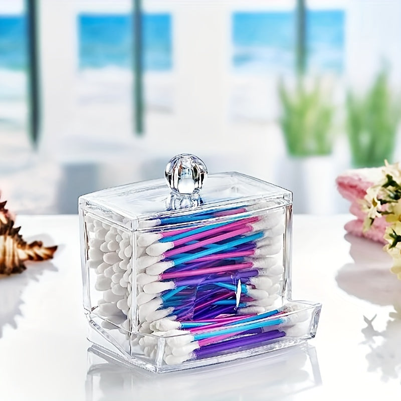 Juego de 2 frascos de almacenamiento transparentes para baño para bolas de algodón y bastoncillos