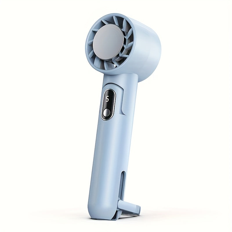 Portable Handheld Fan with LED Display, 4000mAh Battery, 5-Speed Silent Cooling