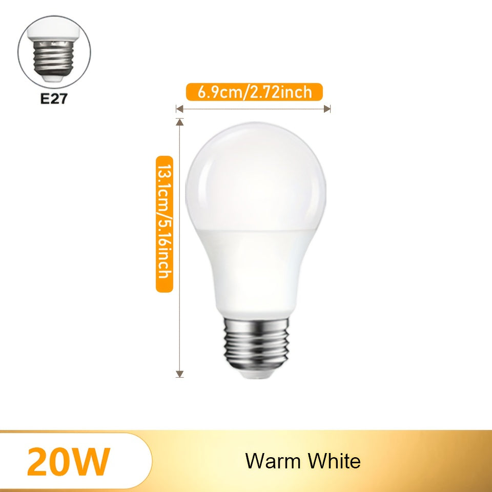 10 ta LED chiroq PIR harakat sensori bilan, 20W E27, sovuq oq va iliq oq