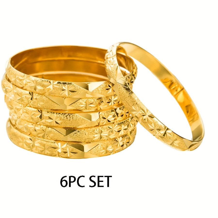 Винтажный набор браслетов из 6 штук с ретро-резьбой традиционных свадебных украшений. Идеальный подарок для женщин.