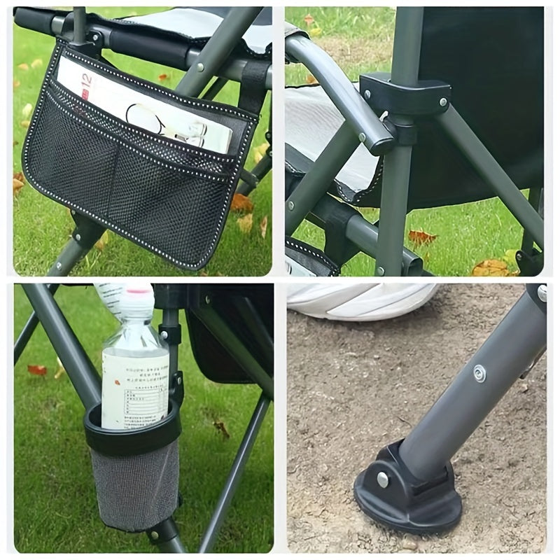 Large Outdoor Folding Chair with Storage Bag and Cup Holder for Camping Picnics and Fishing