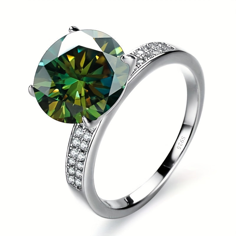 Sterling Silver Moissanite Ring 5 Carat Four Claw Engagement Wedding Anniversary