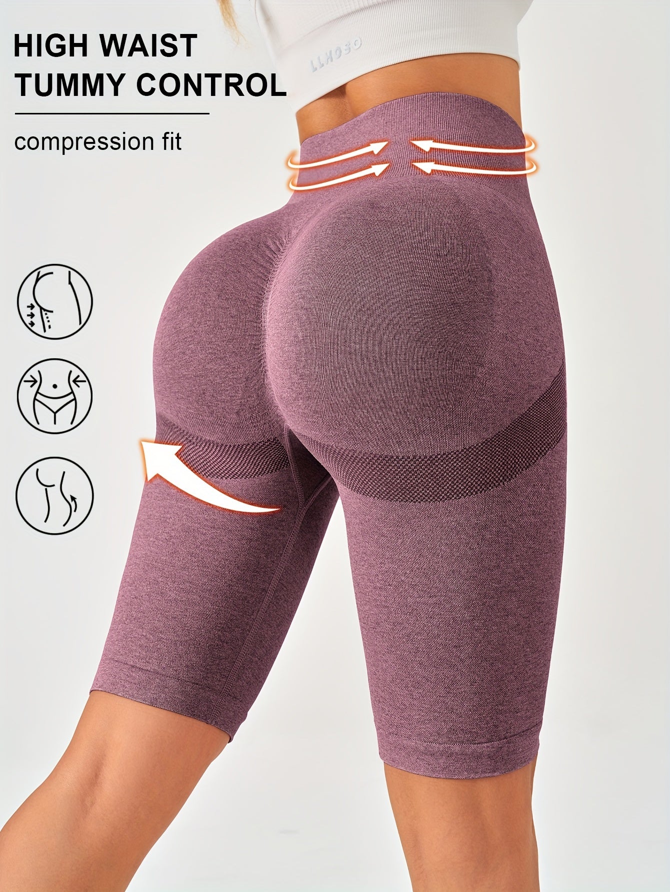 Solid Color Knitted Yoga Pants for Women High Waist Hip Lift Tight Belly Short Length Spring Fall
