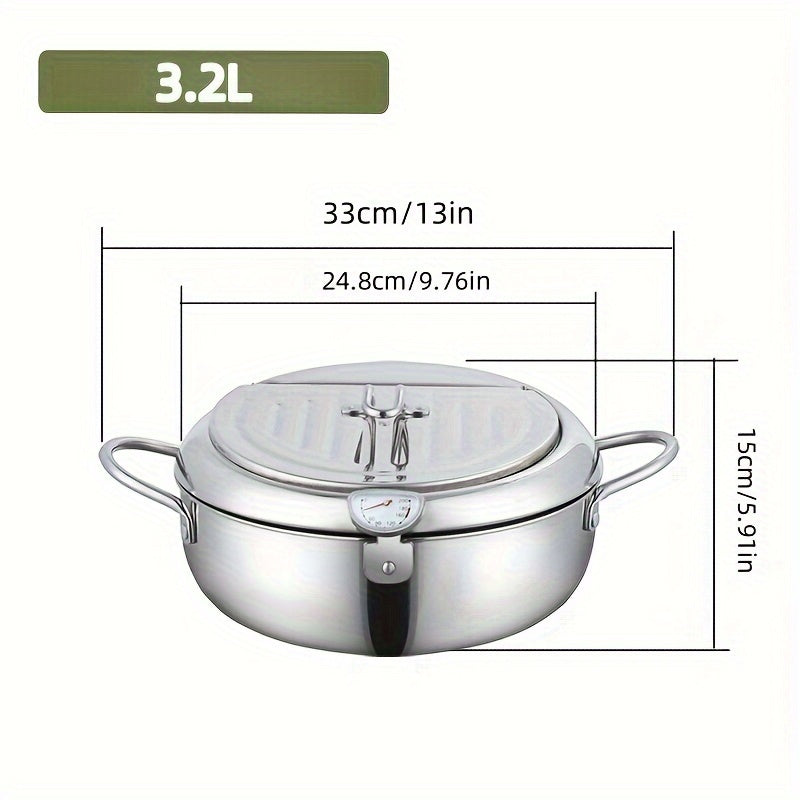 Stainless Steel Deep Fryer with Lid for Home and Restaurant Use