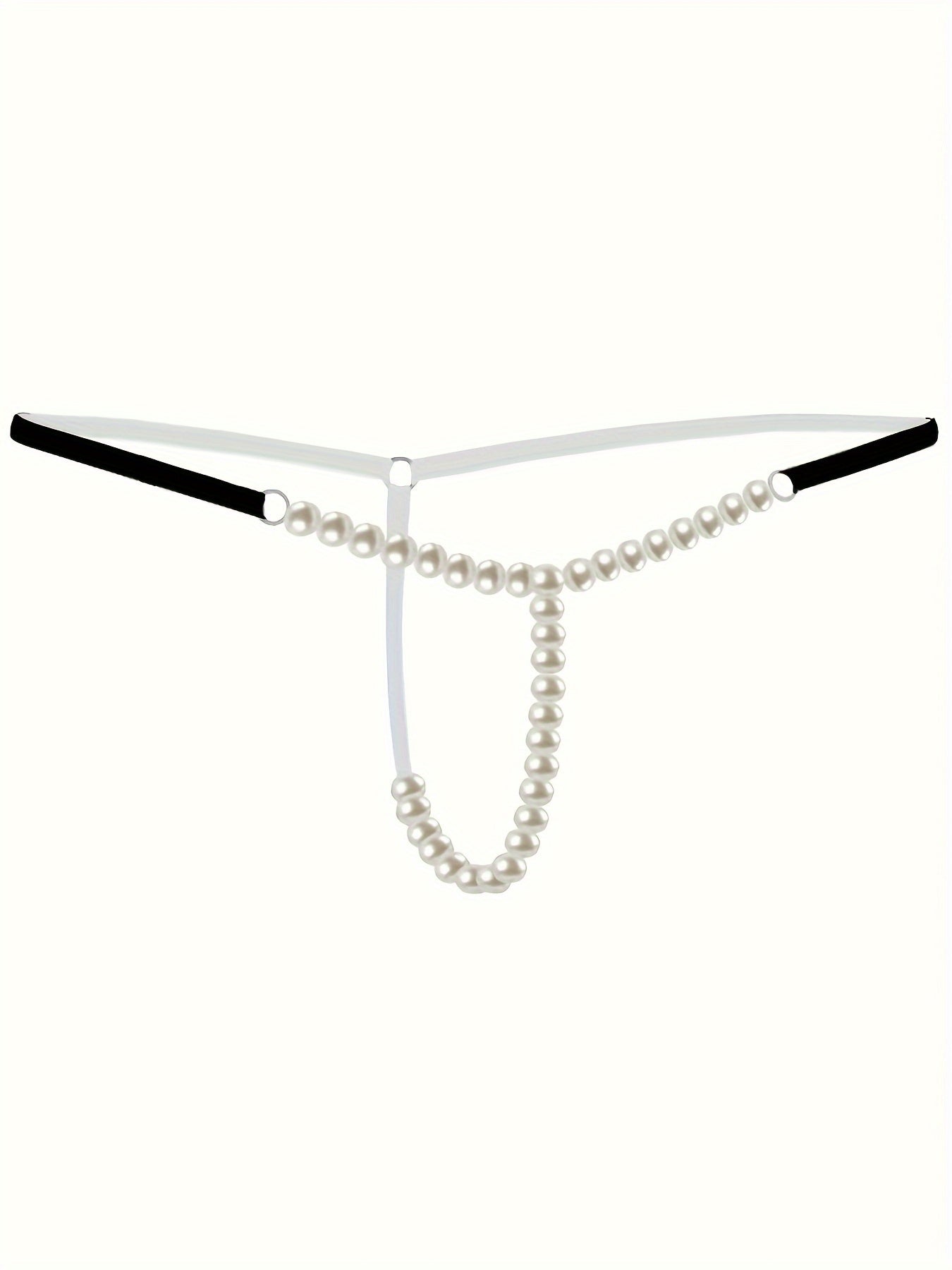 Women's Lingerie Set Includes Pearl Thong Stockings and Lace Eye Mask