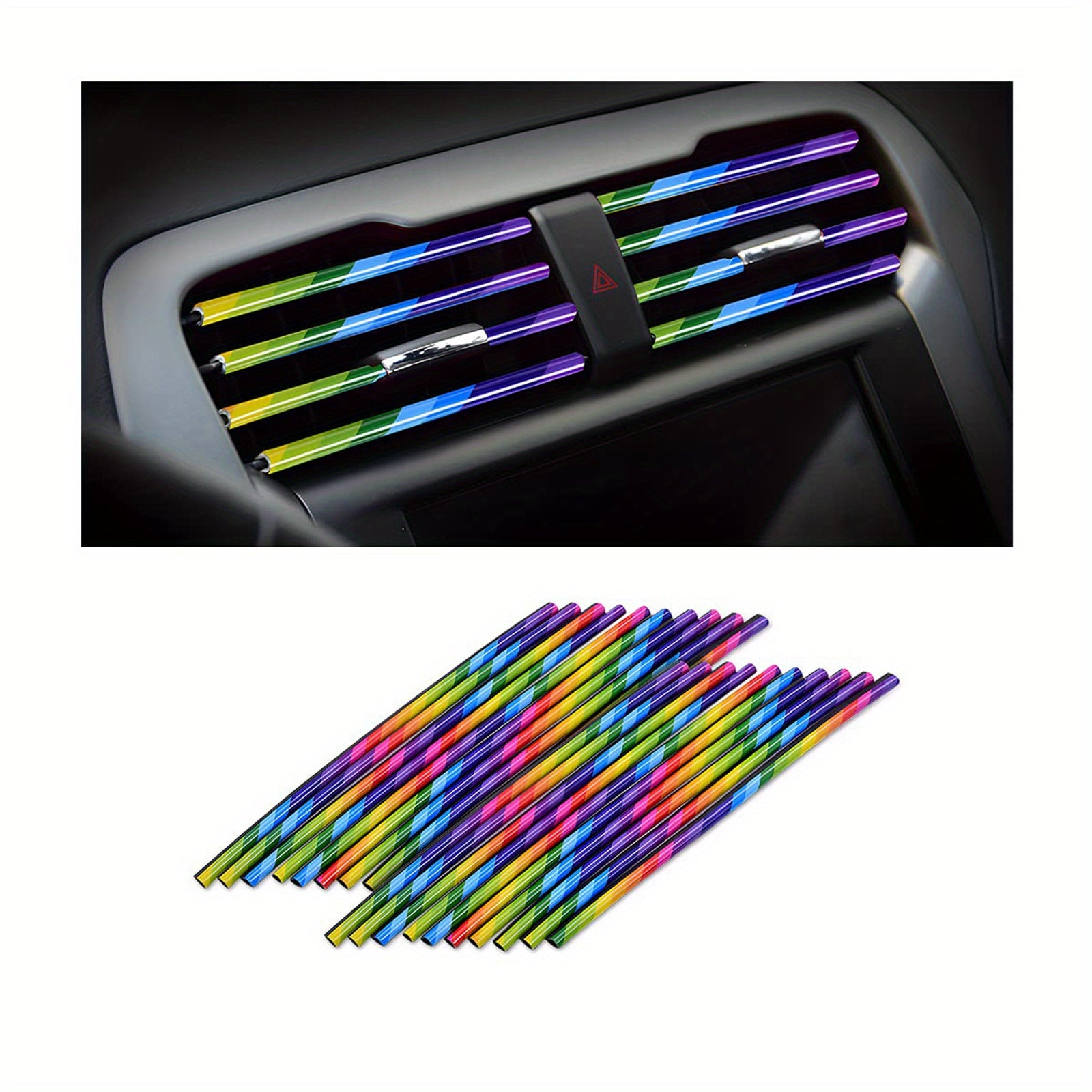 20pcs Universal Car Air Vent Decorative Strips Waterproof Bendable Vent Trim