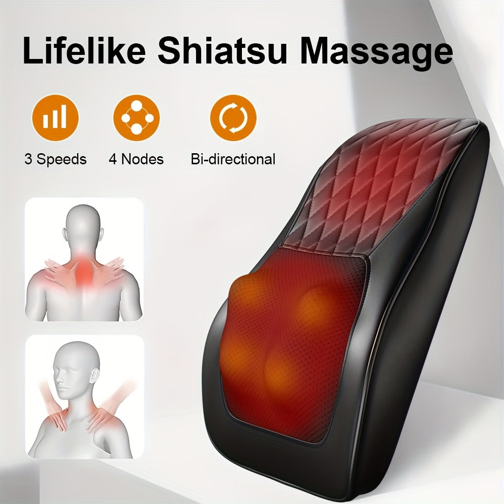3D Kneading Massage Pillow with Heat USB Rechargeable Polyester Back Neck Shoulder Leg Massager Family Grade