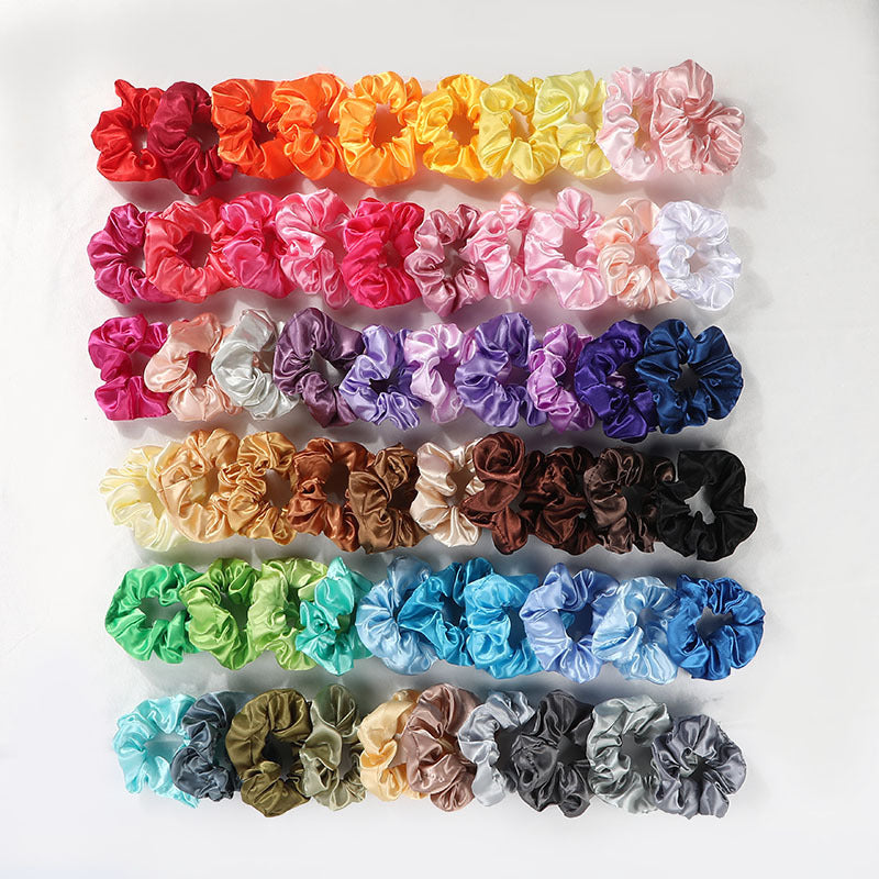 Set of 45/55/60 Satin Imitation Silk Hair Scrunchies for Women and Curly Hair