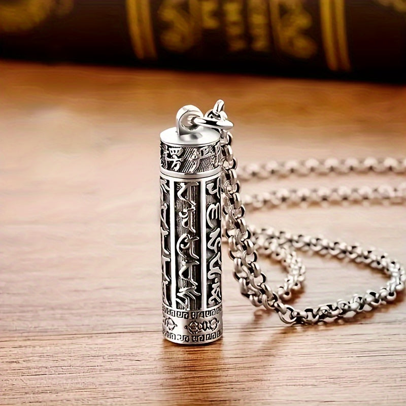 Mysterious Six-Character Pendant Necklace Silver Jewelry for Women