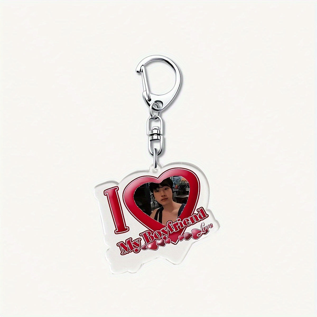 Personalized Acrylic Heart Keychain with UV Portrait and Alphabet Theme for Valentine's Day