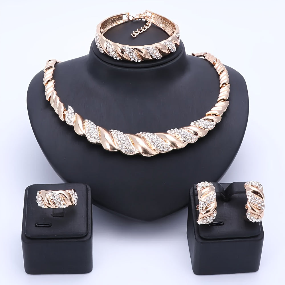 Jewelry Set Women Gold-Plated Artificial Crystal Middle Eastern Style Wedding Gift