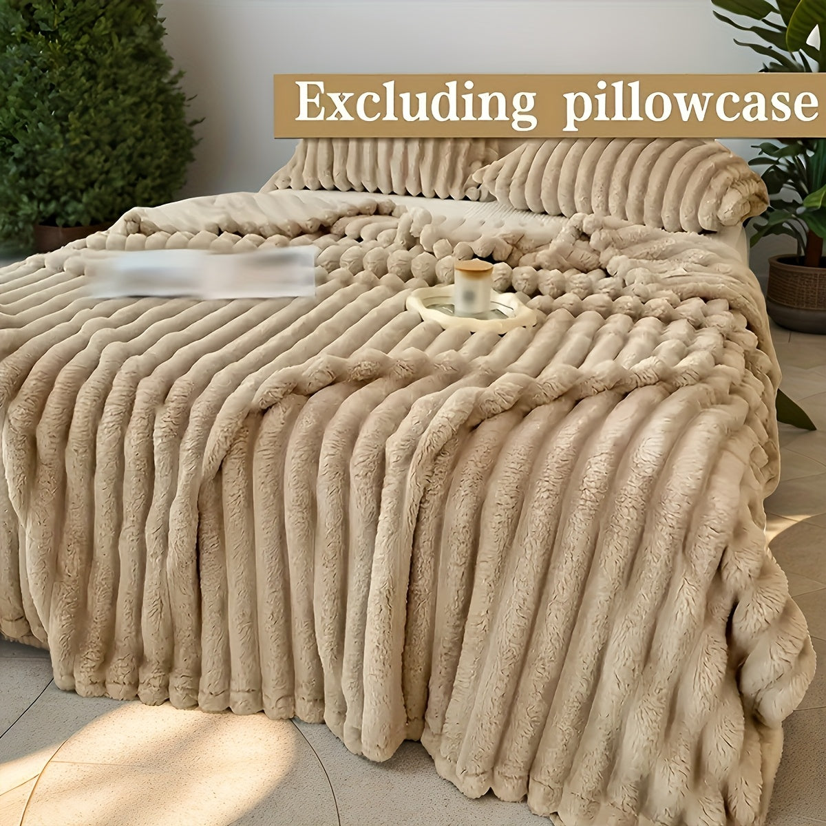 Faux Fur Throw Blanket Double Layer Soft Warm for Couch Bed Travel Camping