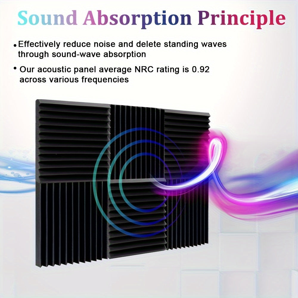 24 шт. акустических панелей из пенопласта 30x30 см, звукопоглощающие клинья для студии, домашнего офиса, черные, белые, серые