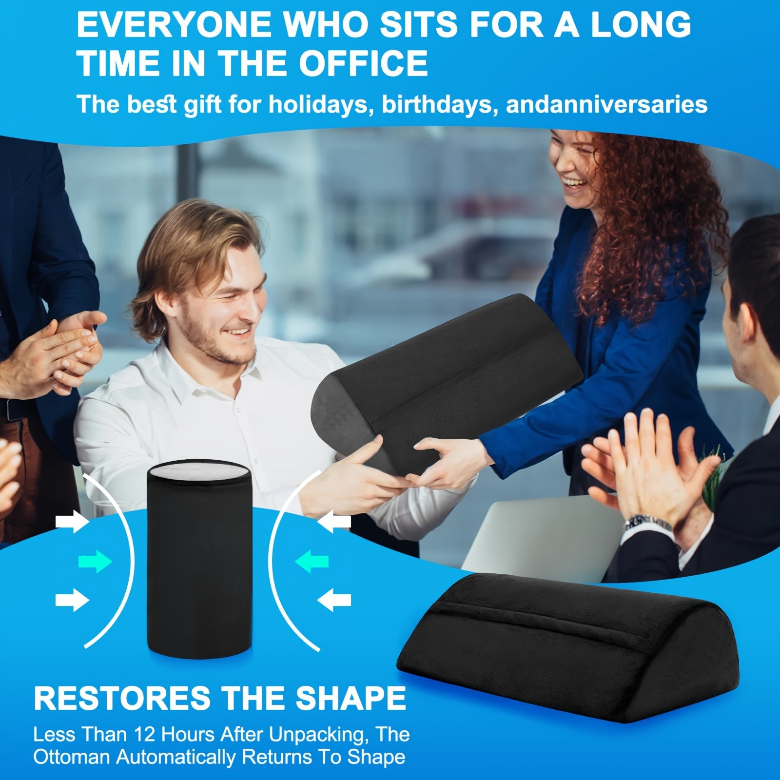 Ergonomic Felt Footrest with Plush Foot Pocket and Memory Foam for Office Chairs