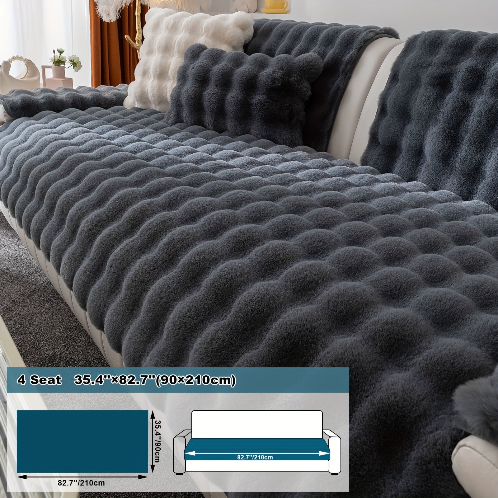 Имитация кролика плюшевая подушка-диван для домашних животных, дружелюбная к собакам с нескользящим чехлом для защиты мебели и декора в спальне, офисе или гостиной.