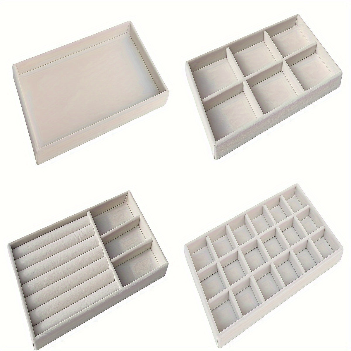 Набор из 4 фланелевых подставок для украшений для настольного хранения, штабелируемый органайзер с отделениями