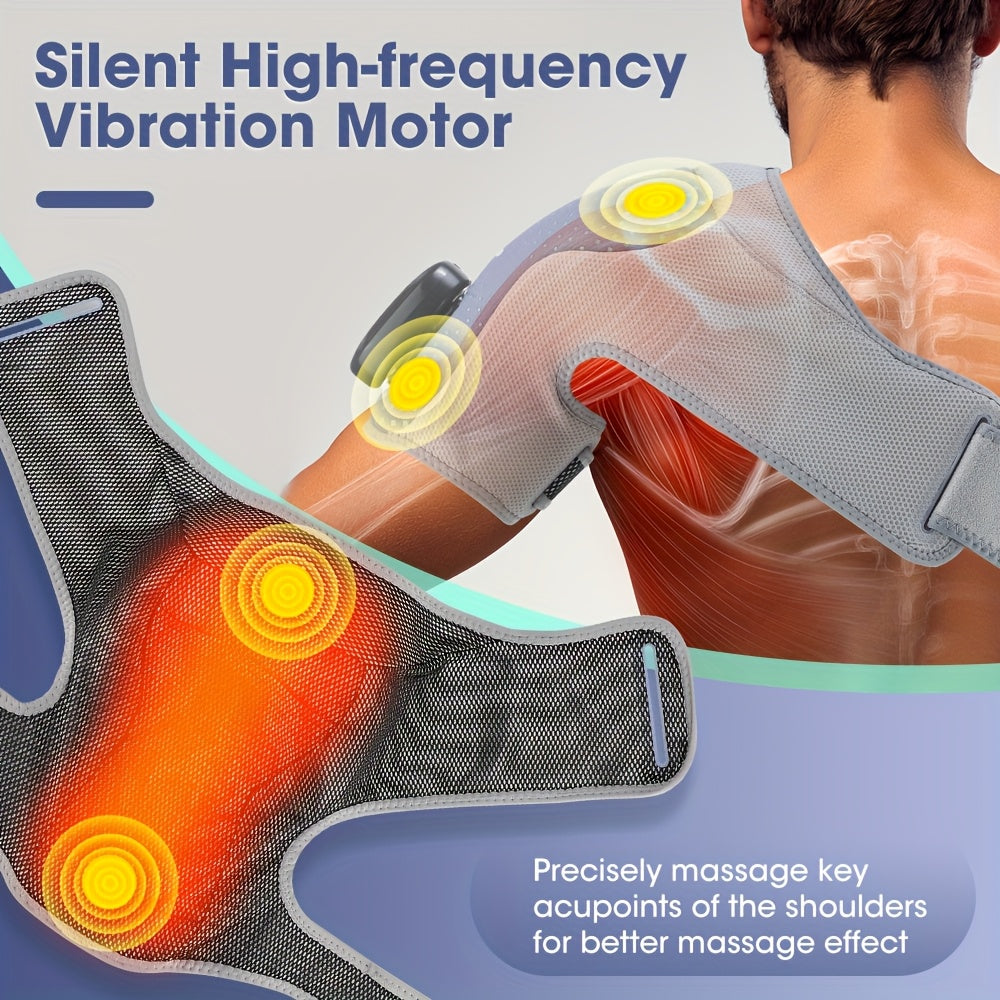 Wireless Shoulder Massager with Heat Vibration Rechargeable Battery
