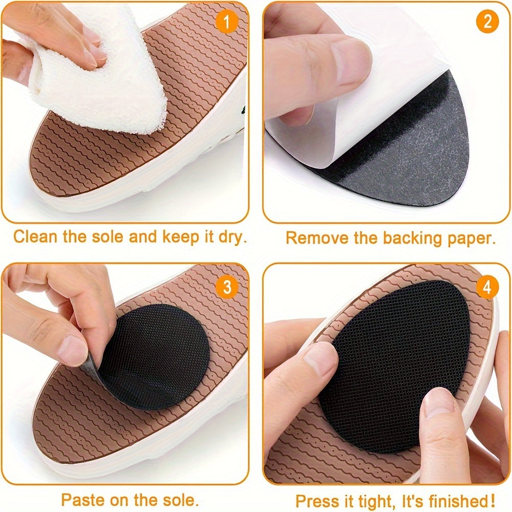 8pcs Anti-Slip Black Shoe Insoles Thickened Self-Adhesive Protectors for Sneakers
