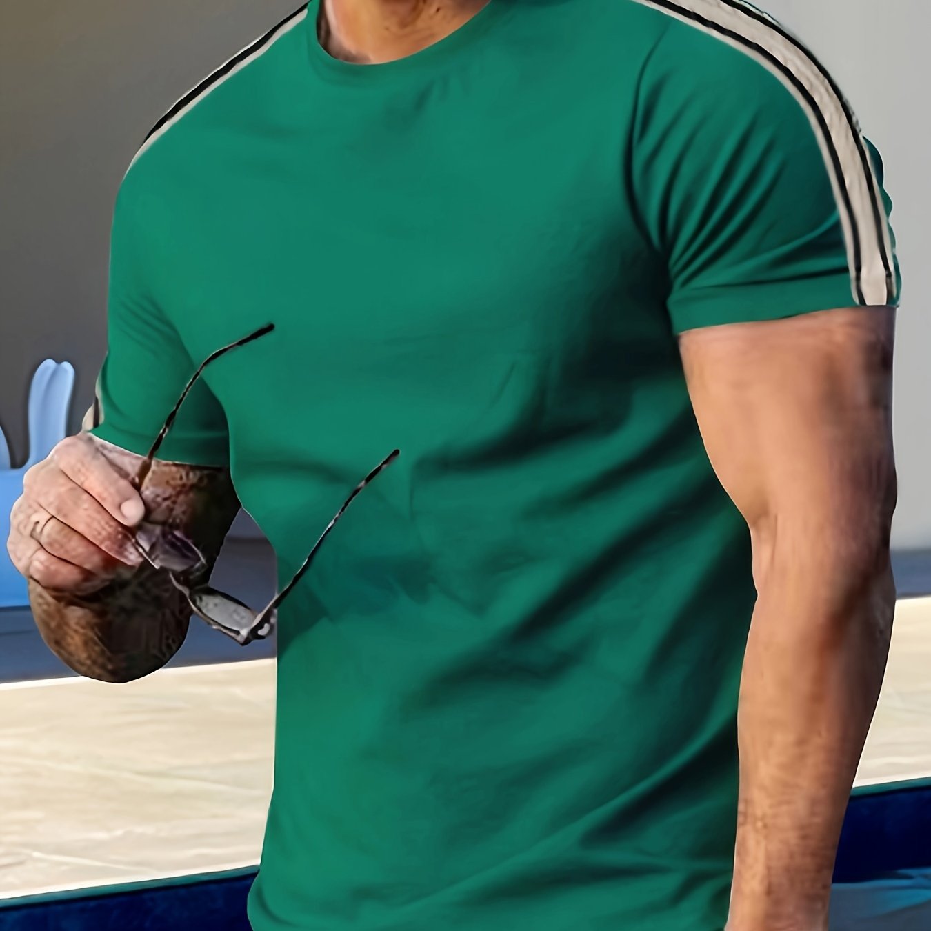 Men's Breathable Quick-Dry Summer T-Shirt Crew Neck Solid Polyester Casual Outdoor