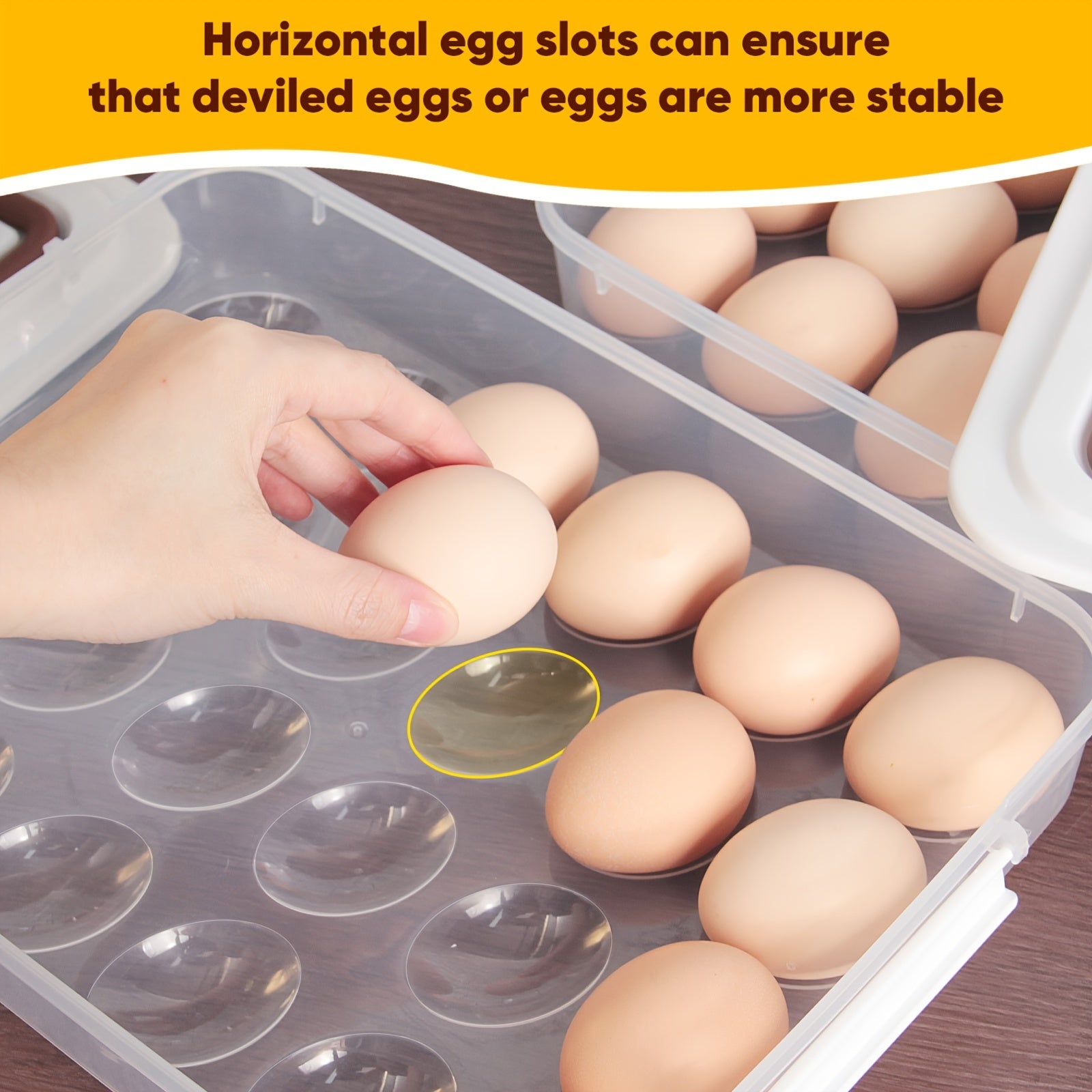 Plastic Egg Holder with Lid, Transparent, Stackable, 48 Eggs Storage