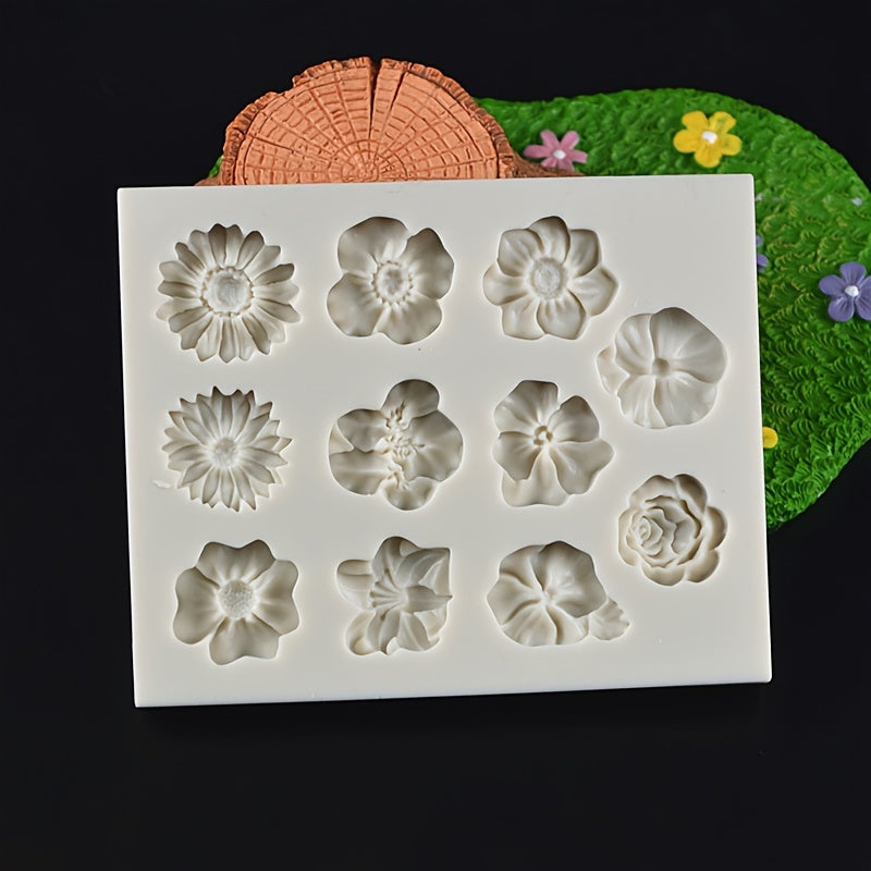 Flower-Shaped Silicone Mold 11 Cavities for Cake Decorating Baking and Candy