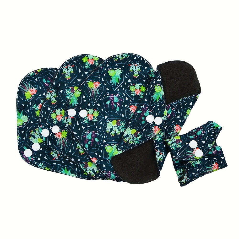 Set of 5 Reusable Bamboo Cloth Sanitary Pads for Heavy Flow Overnight with Wings