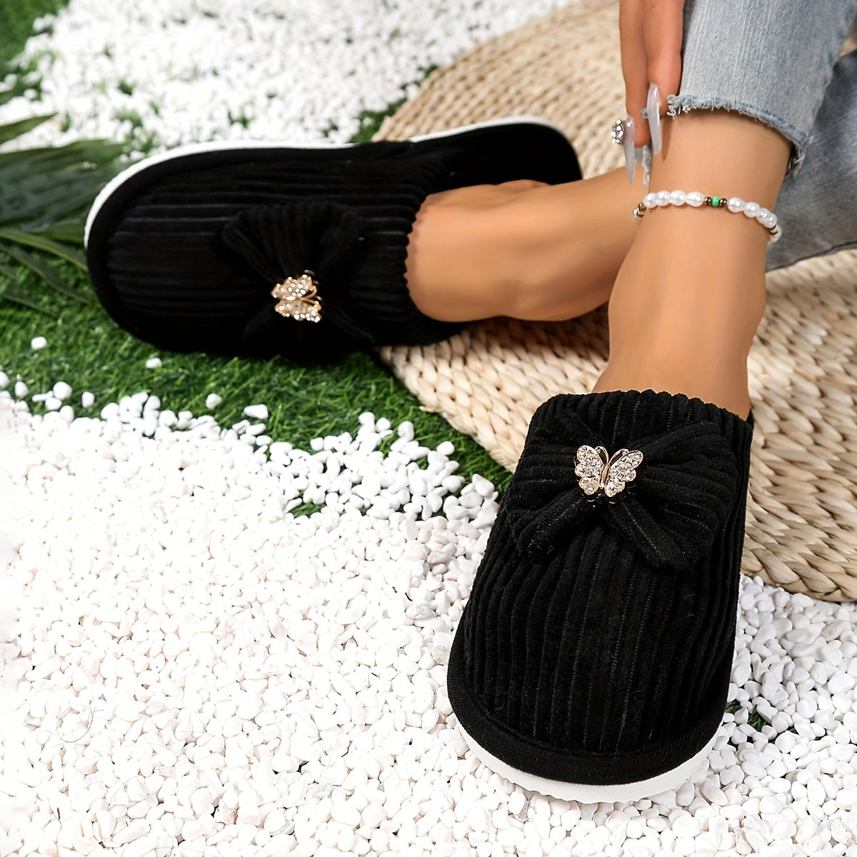 Unisex Slip-On House Slippers with Eva Sole, Cozy Fabric Upper