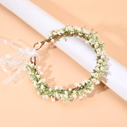 Artificial Baby's Breath Flower Crown Headband Floral Headpiece for Weddings Parties Festivals