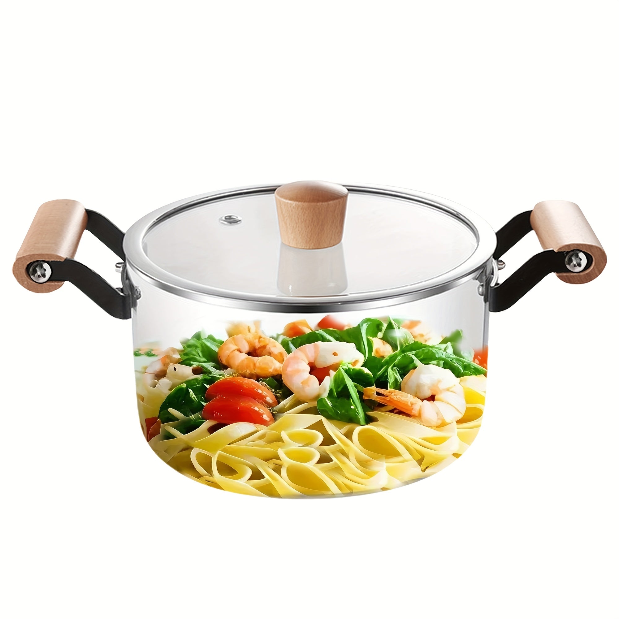 2.5L High Borosilicate Glass Simmer Pot with Wooden Handles, Heat-Resistant, Dishwasher Safe
