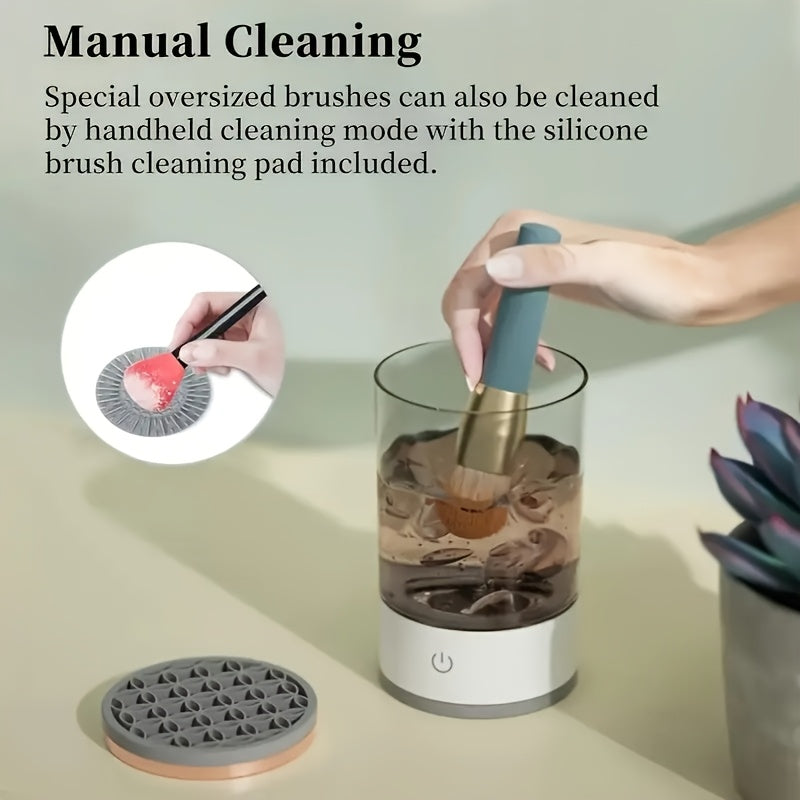 USB-Powered Makeup Brush Cleaner and Storage Box Automatic Wash Dry System with Transparent Lid