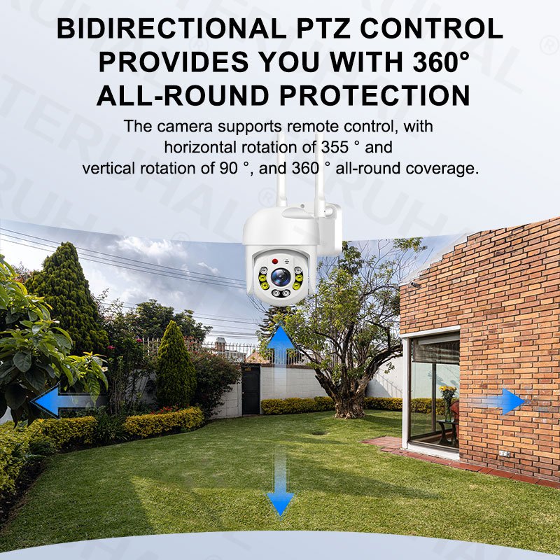 Uchastki tashqi xavfsizlik kamerası 2MP HD PTZ kechqurun ko'rish audio suv o'tkazmaydigan