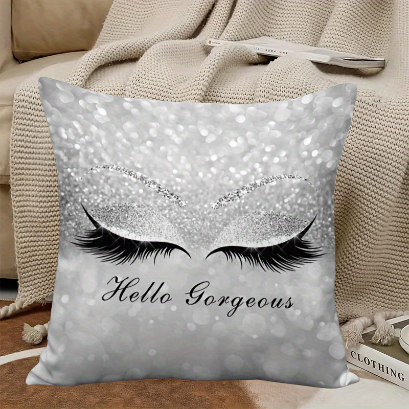 Сложный дизайн подушки для глаз 45.72x45.72 см - стильный декоративный чехол для дивана, гостиной и детской, изготовленный из полиэстера, серебристого и черного цветов