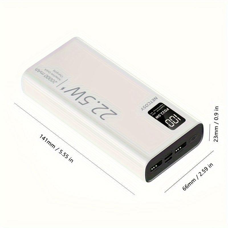 20000mAh Portable Power Bank with Fast Charging for iPhone Huawei Xiaomi White