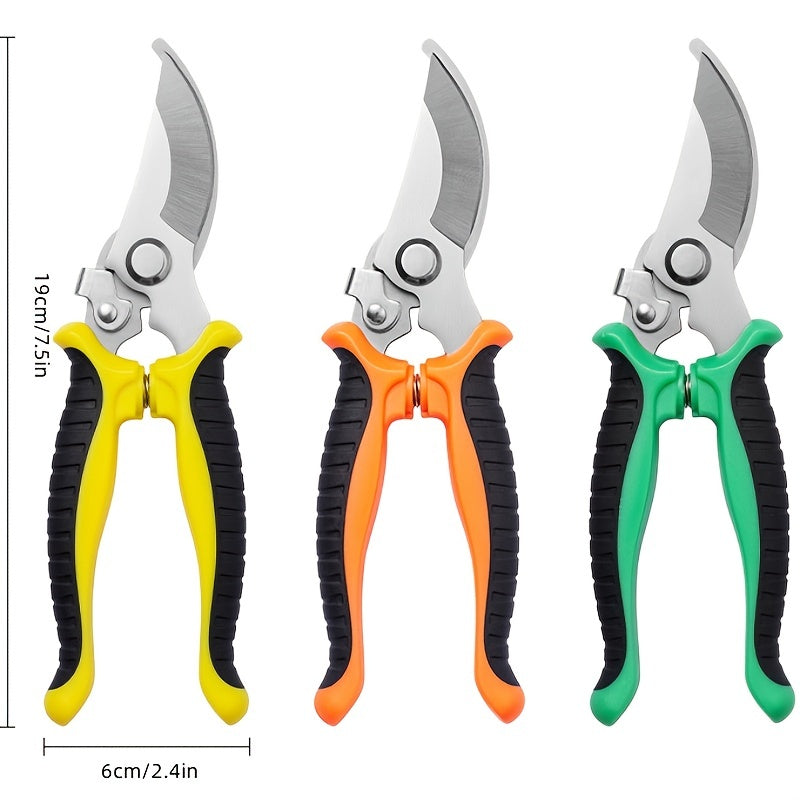 Stainless Steel Ergonomic Pruning Shears with Anti-Slip Grip for Gardening and Lawn Care