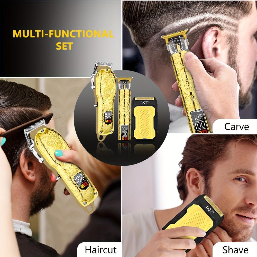 Cortapelos inalámbricos para hombres con pantalla LED, afeitadora eléctrica, recortadora de cabello, carga USB