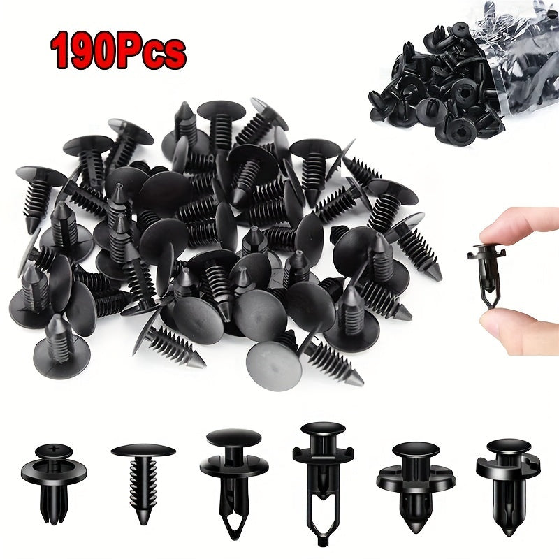190 Pcs Auto Fastener Clips ABS Plastic Rivet Set for Car Bumpers and Mud Flaps