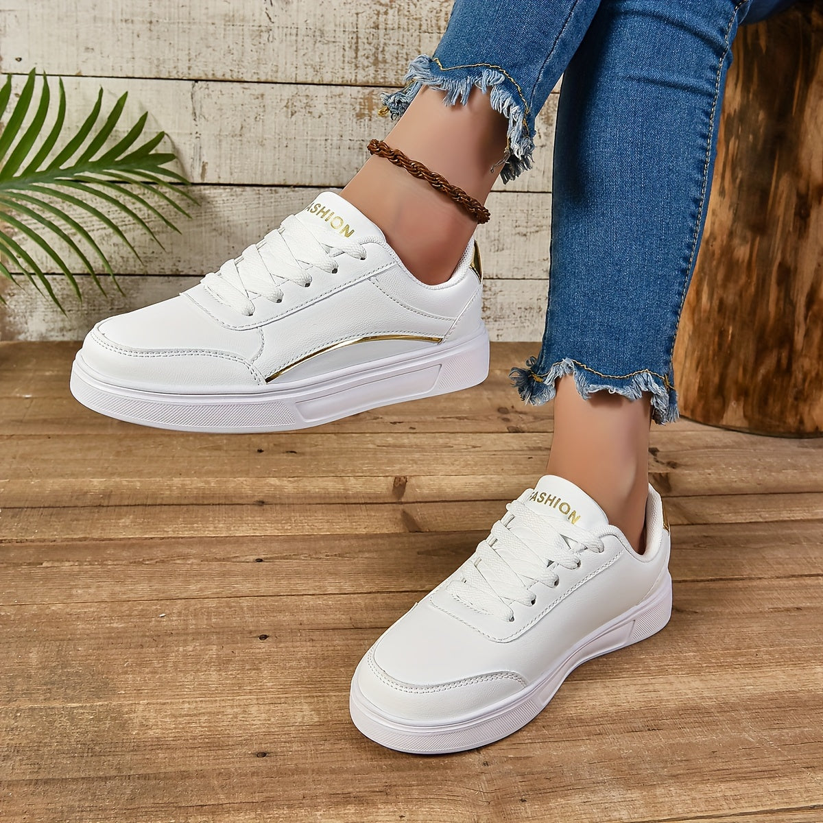 Women's Glitter Lace-Up Sneakers, Lightweight Soft Sole Skate Shoes