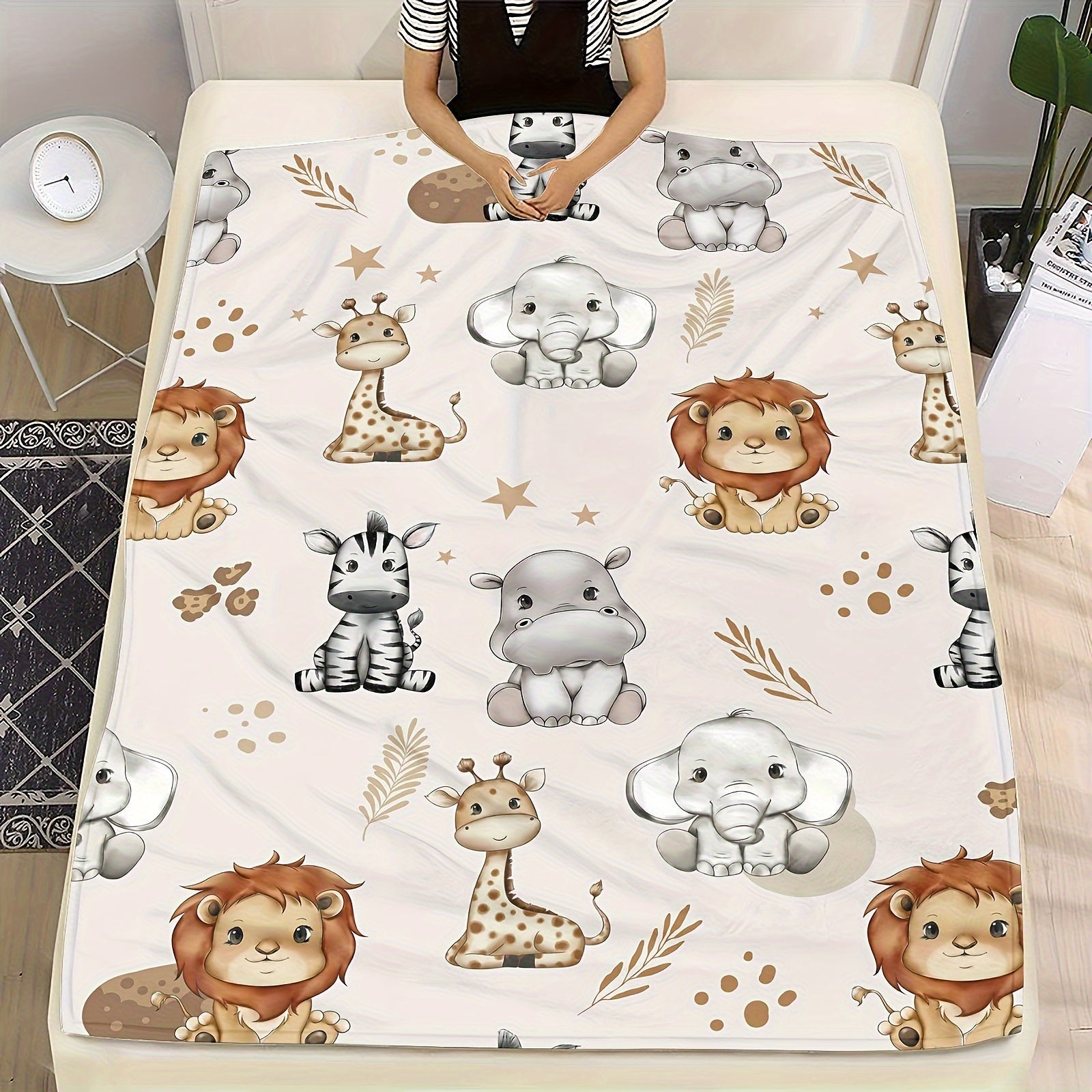 Cartoon Animal Print Throw Blanket for Kids Fluffy Soft Cozy Bed Couch 50x60 Inches