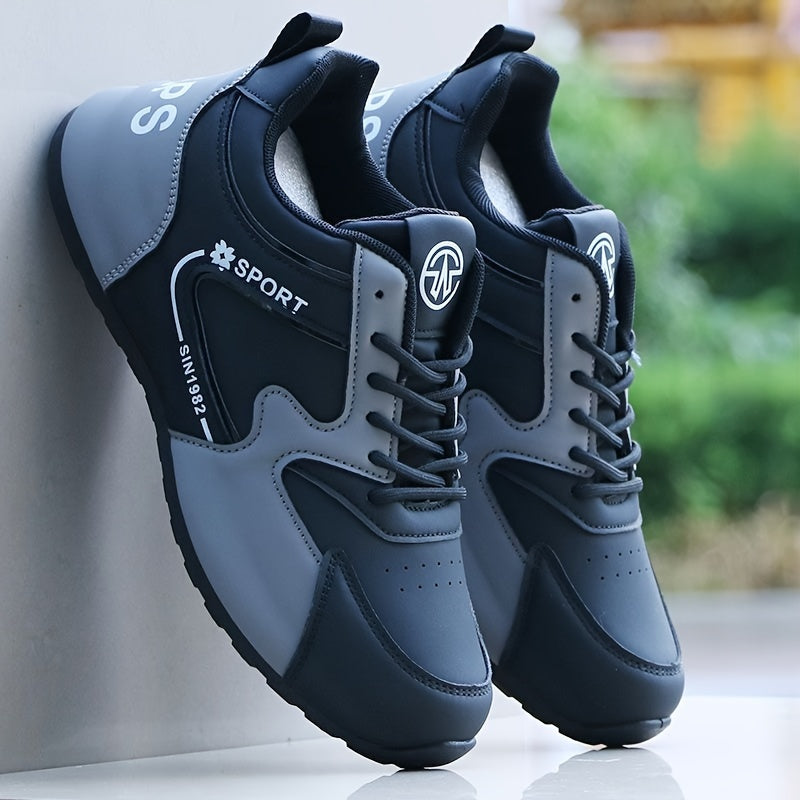 Unisex Sports Sneakers with PU Upper Fabric Inner Rubber Sole All-Season Casual Running Shoes