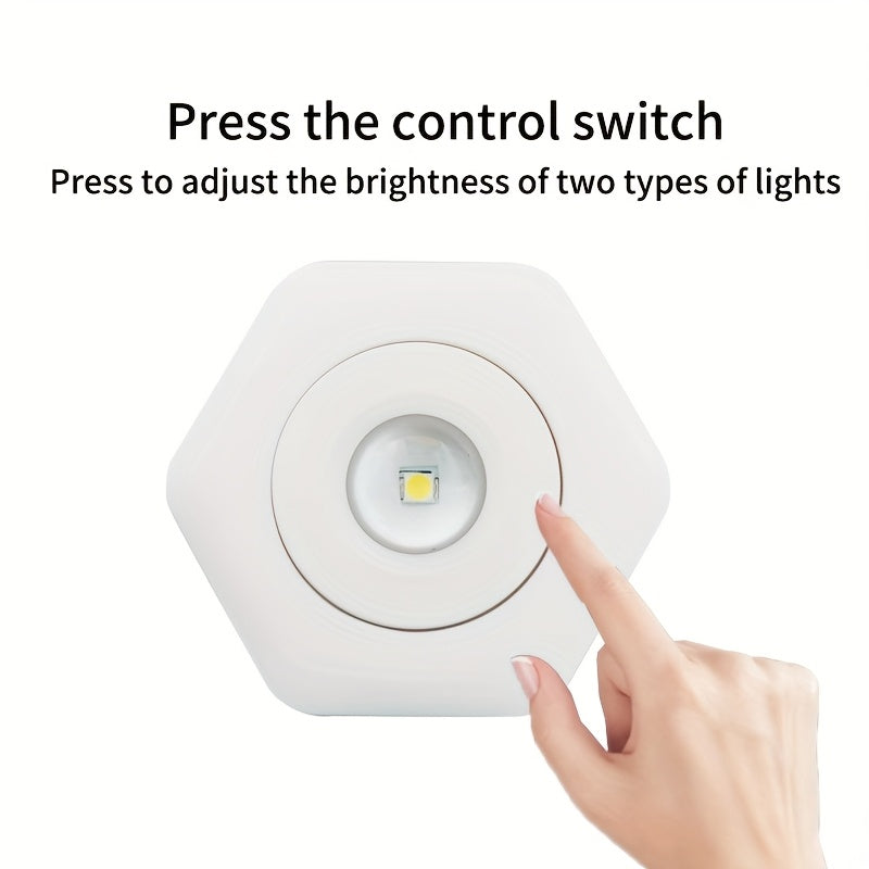 Lámpara de atardecer LED con diseño hexagonal, brillo de dos niveles, alimentada por batería para dormitorio, sala de estar, fotografía