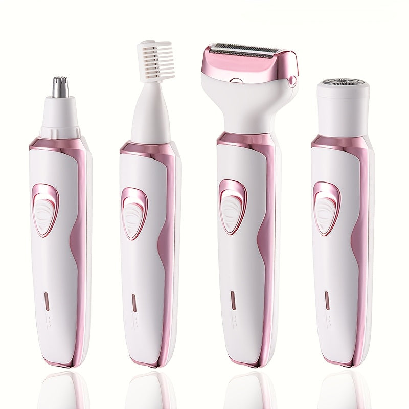 Removedor de vello eléctrico para mujer 4-en-1 de acero inoxidable recargable con USB regalo