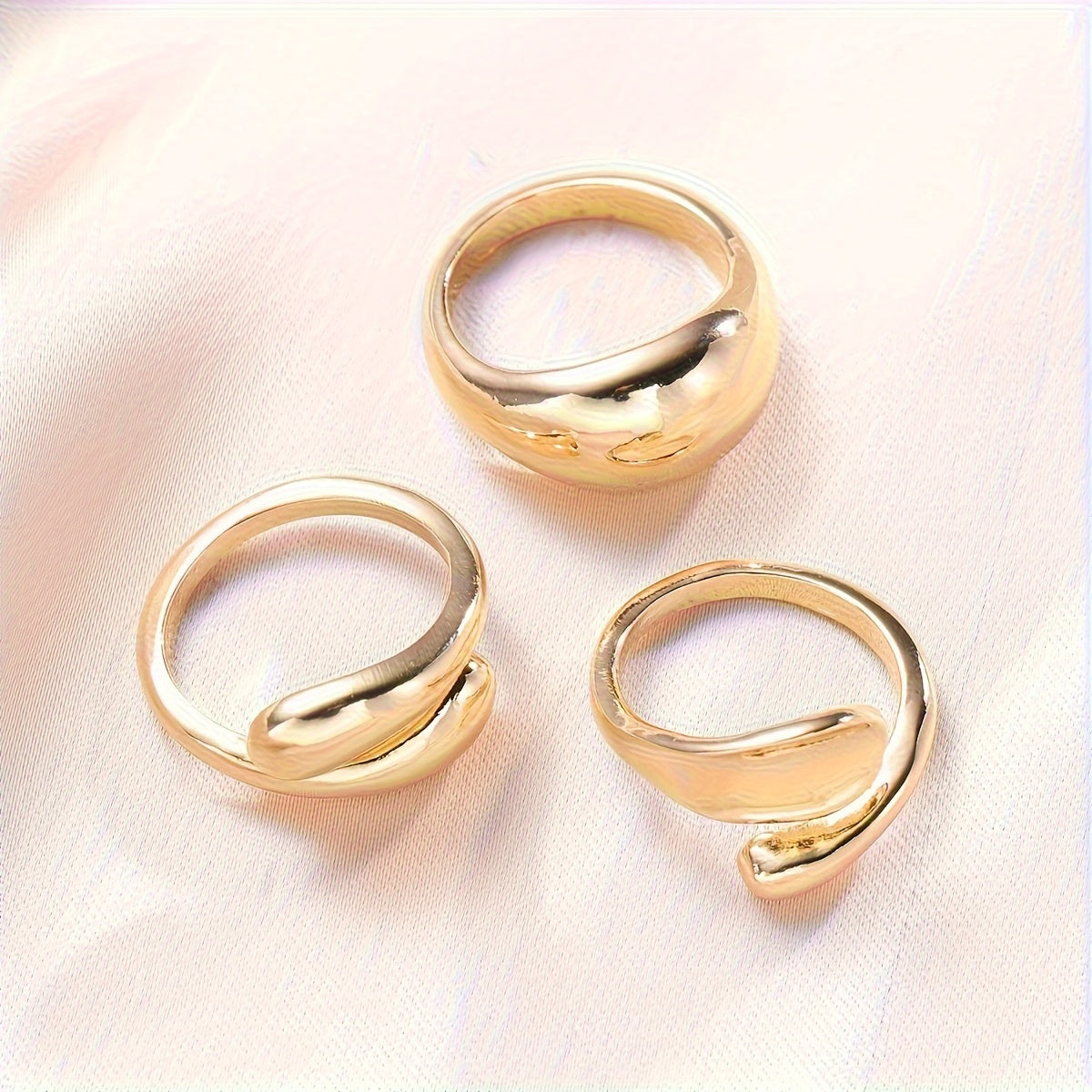 Women’s Geometric Open Ring Set 3-Piece Minimalist Jewelry for Everyday and Gifting